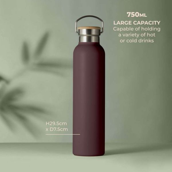 Hydration Bottle with Eco Friendly Bamboo Lid 750ml - Mulberry